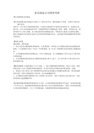 某家具制造公司绩效