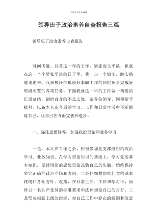 领导班子政治素质自查报告三篇