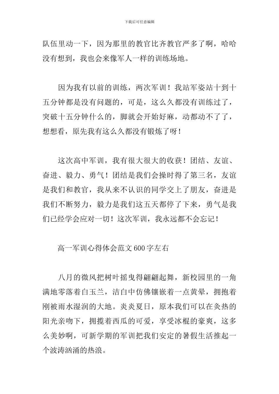 高一军训心得体会范文600字左右_第3页