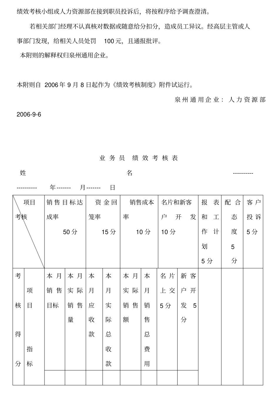 业务人员绩效考核制度_第3页