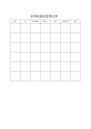 业务拓展信息登记表