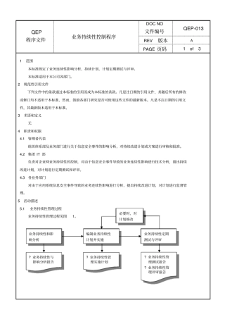 业务持续性控制程序