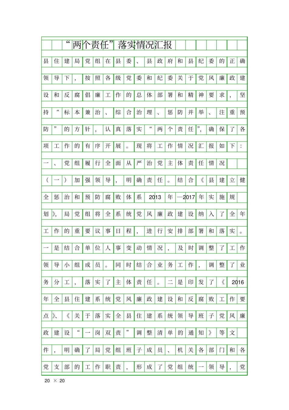 两个责任落实情况汇报精品工作报告_第1页