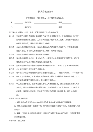 两人合作协议书