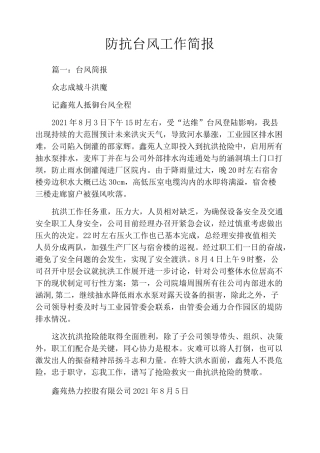 防抗台风工作简报