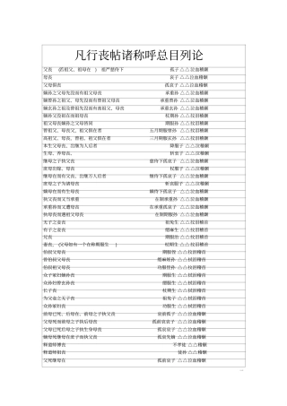 丧葬礼仪丧帖诸称呼总目列论