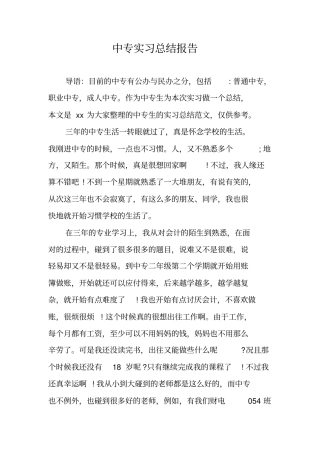 中专实习总结报告