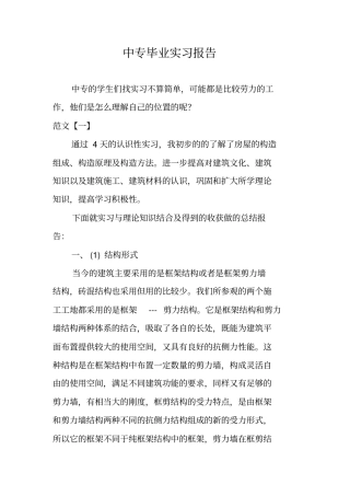 中专毕业实习报告