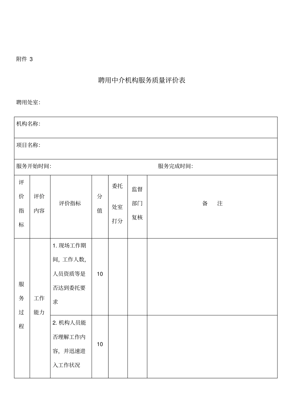 中介机构服务质量评价表_第1页