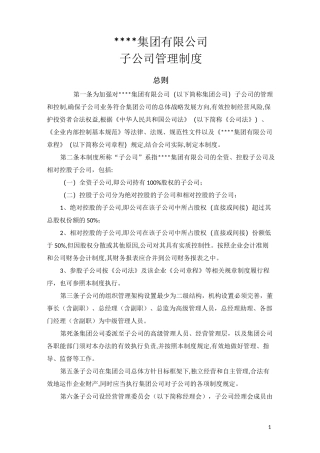 集团公司下属子公司管理制度