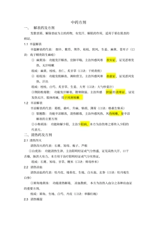 中兽医方剂与记忆口诀汇总