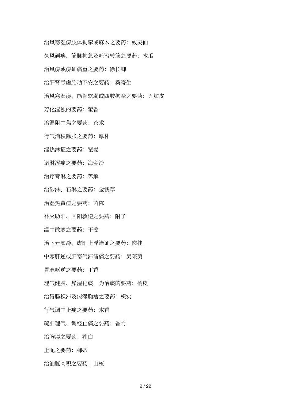 中医中药物临症用药物加减表_第2页