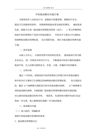 中医临床路径实施计划方案48