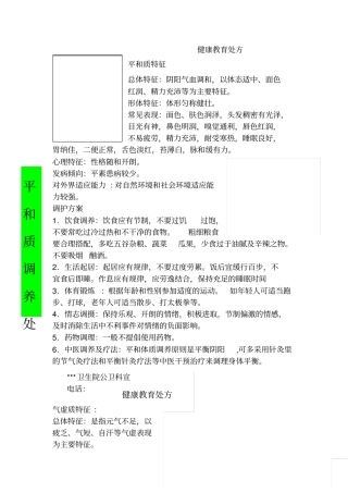中医体质辨识健康教育处方