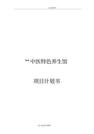 中医养生馆项目实施计划书