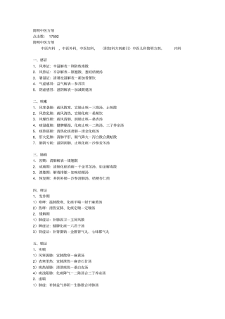 中医内科,中医外科,中医妇科,附妇科方剂索引中医儿科简明方剂。