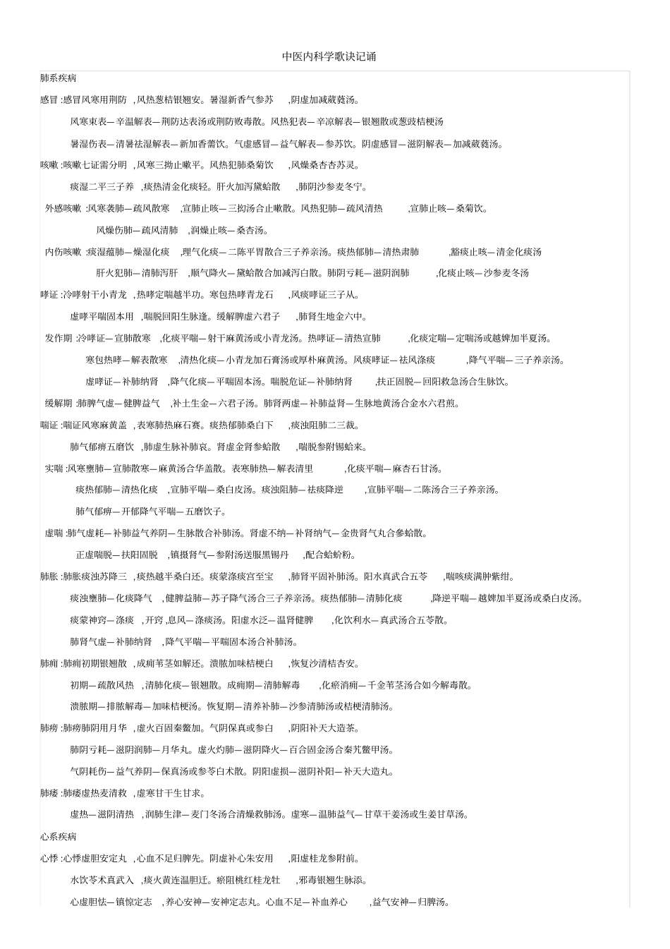 中医内科学歌诀记诵_第1页