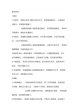 中医内科学笔记总结汇总