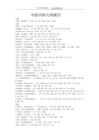 中医内科方剂索引详细