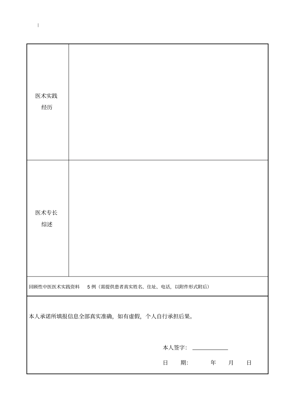 中医医术确有专长人员多年实践人员~医师资格考核申请表_第2页