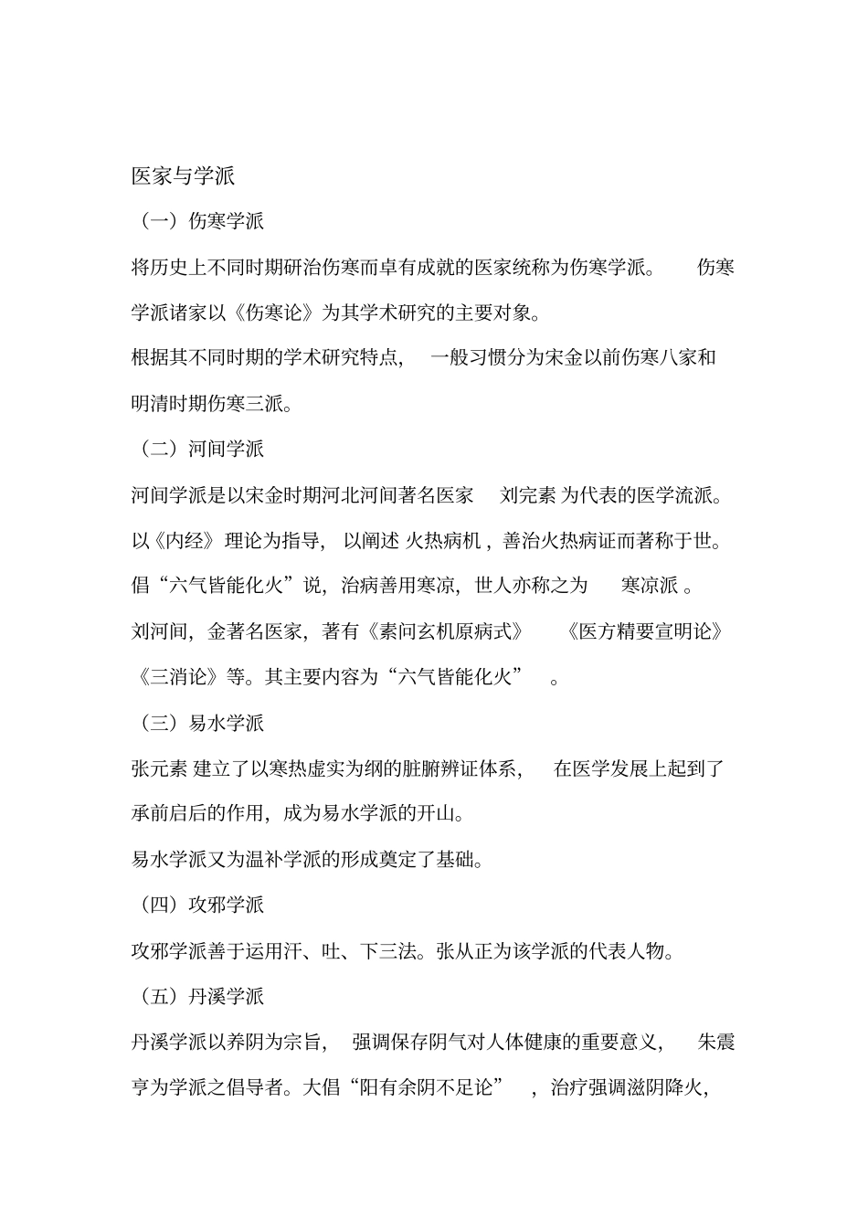 中医各家学说总结版,推荐文档_第1页