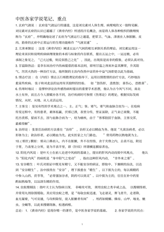 中医各家学说笔记、重点分析