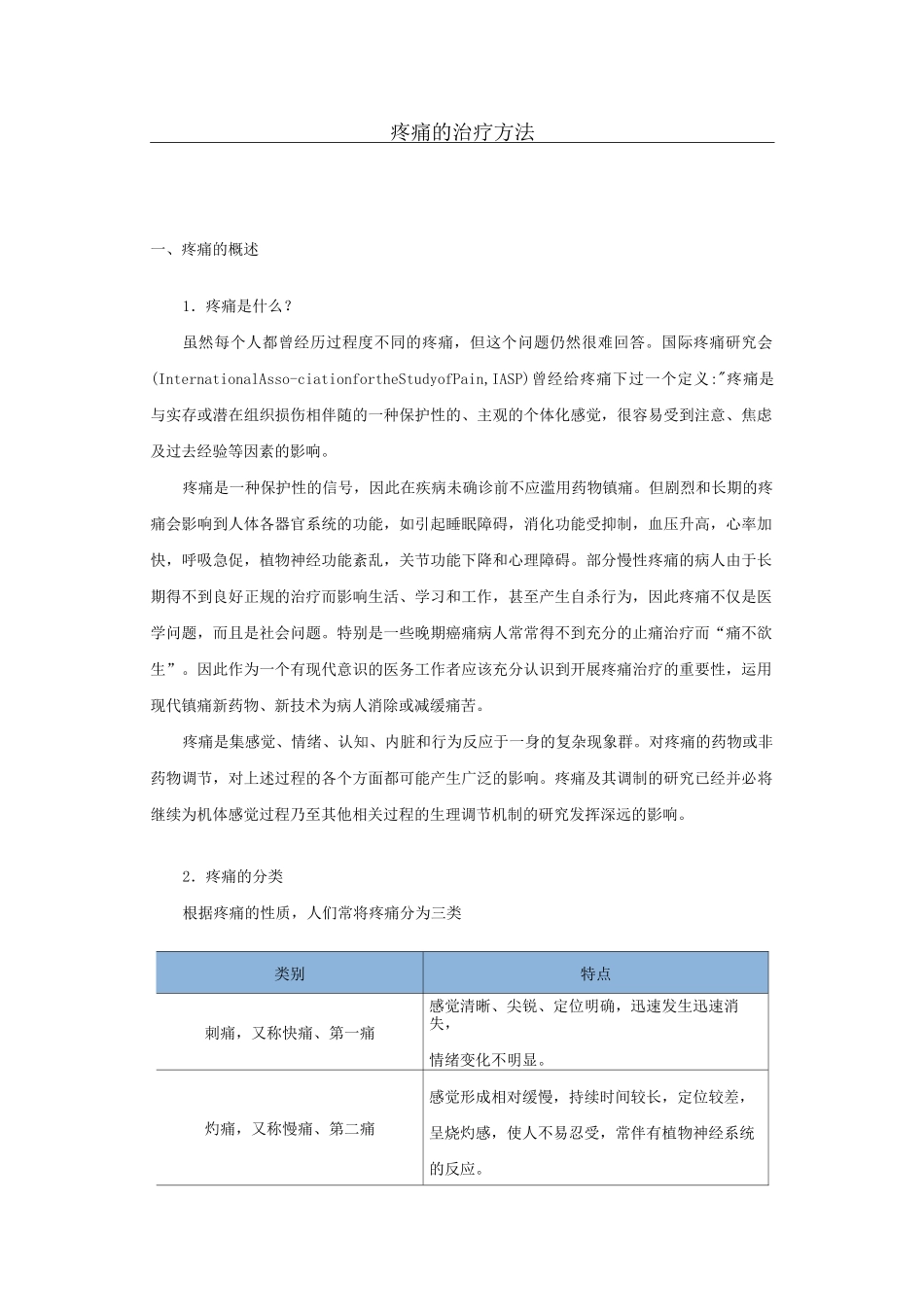 疼痛的治疗方法_第1页