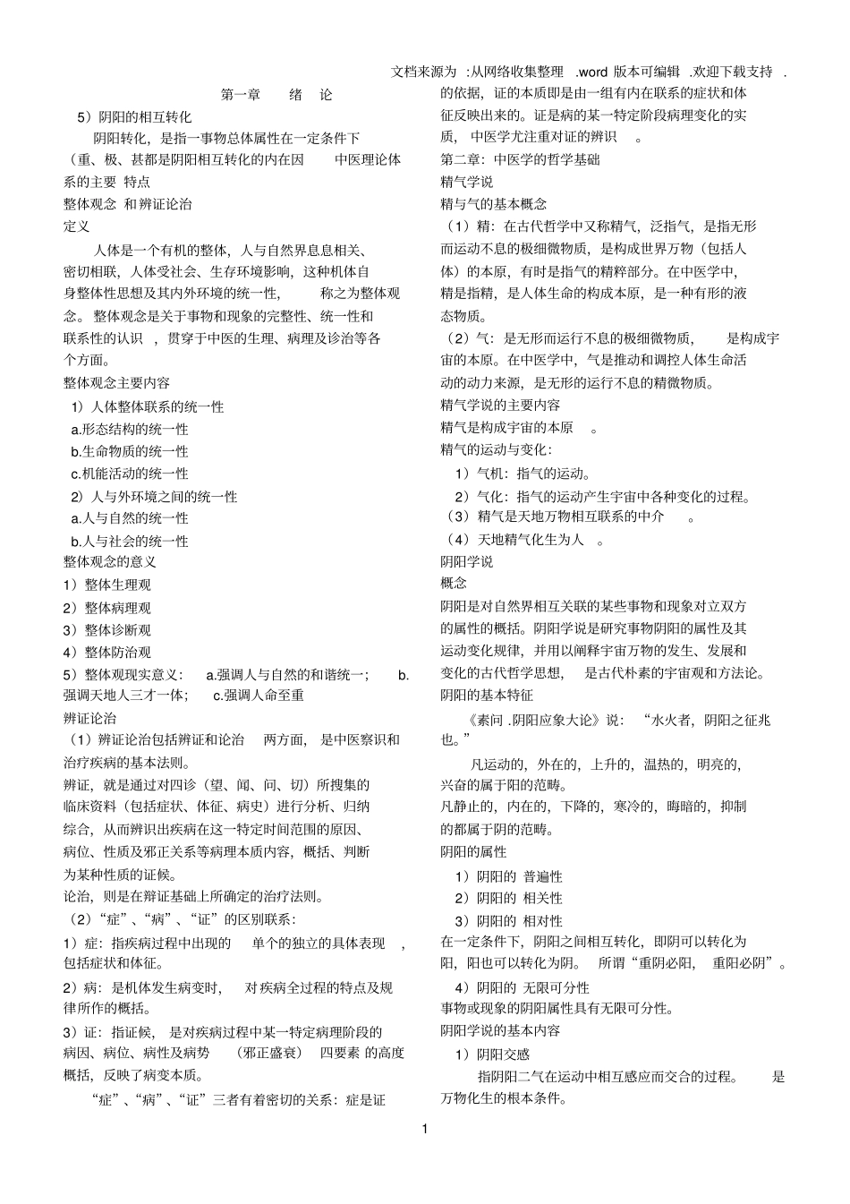 中医基础理论整理笔记_第1页