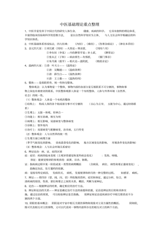 中医基础理论重点整理汇总