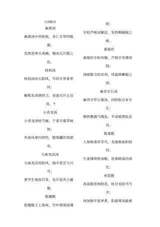 中医常用方剂歌诀