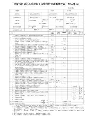 内蒙古自治区高层建筑工程结构抗震基本参数表