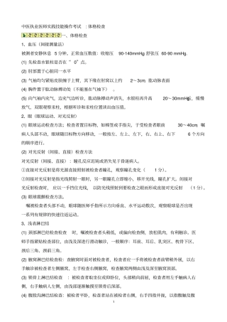 中医执业医师实践技能操作考试内容解析