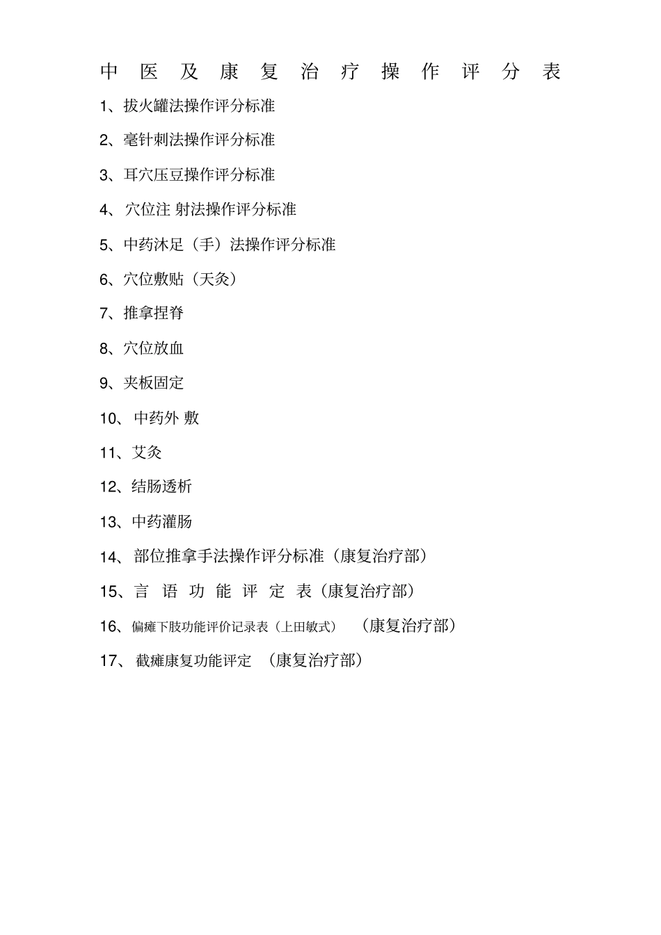 中医操作评分表_第1页