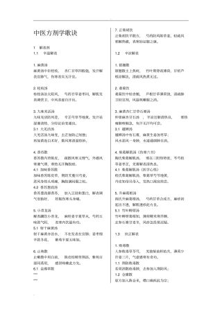 中医方剂学歌诀