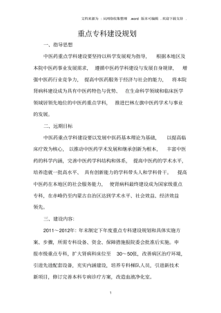 中医肾病重点专科建设规划