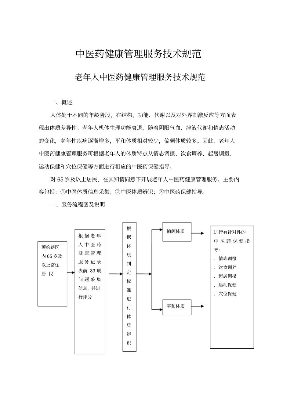中医药健康管理服务技术规范最新版本_第1页