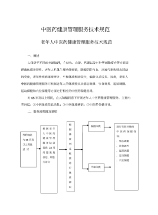中医药健康管理服务技术规范最新版本