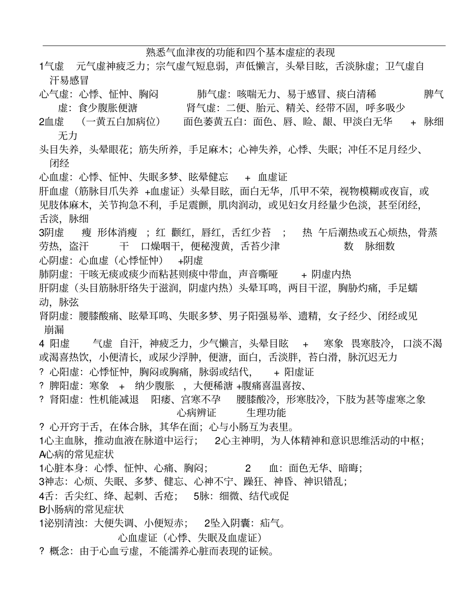 中医诊断脏腑辨证汇总_第1页