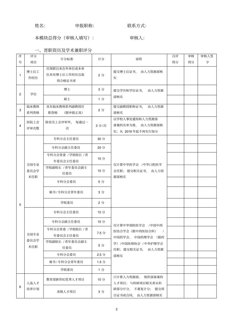 中南大学湘雅三医院晋升高级职称评分细则试行医院后台管理_第2页