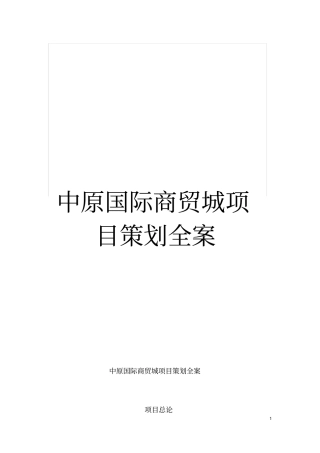 中原国际商贸城项目策划全案模板