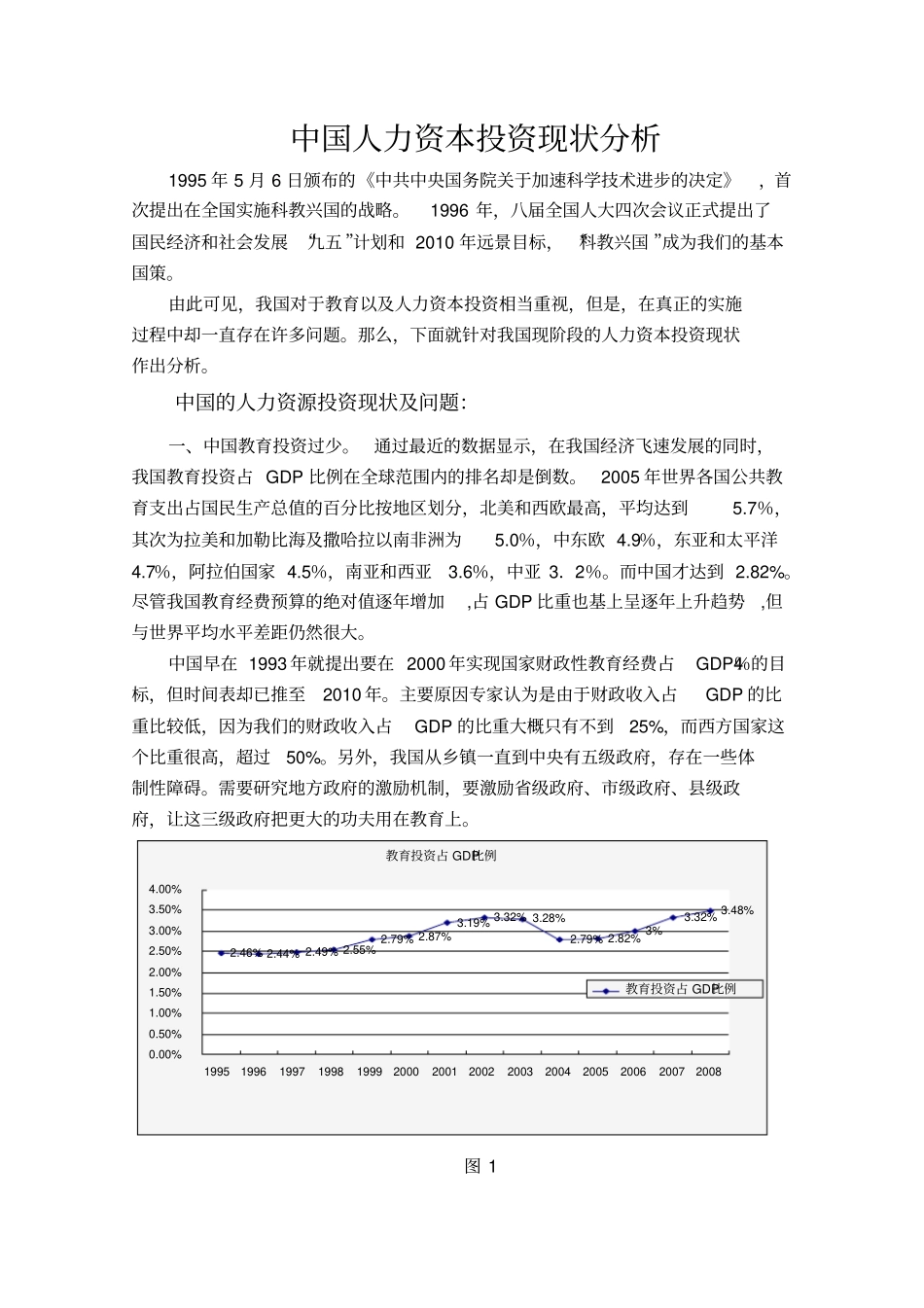 中国人力资本投资现状分析_第1页