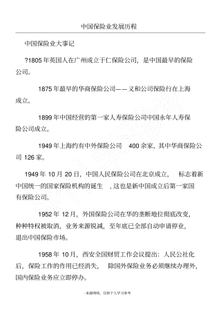 中国保险业发展历程