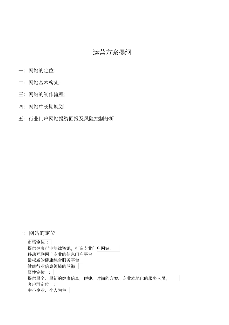 中国健康门户行业网站运营的方案书wps_第2页