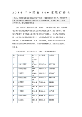 中国前家银行排名