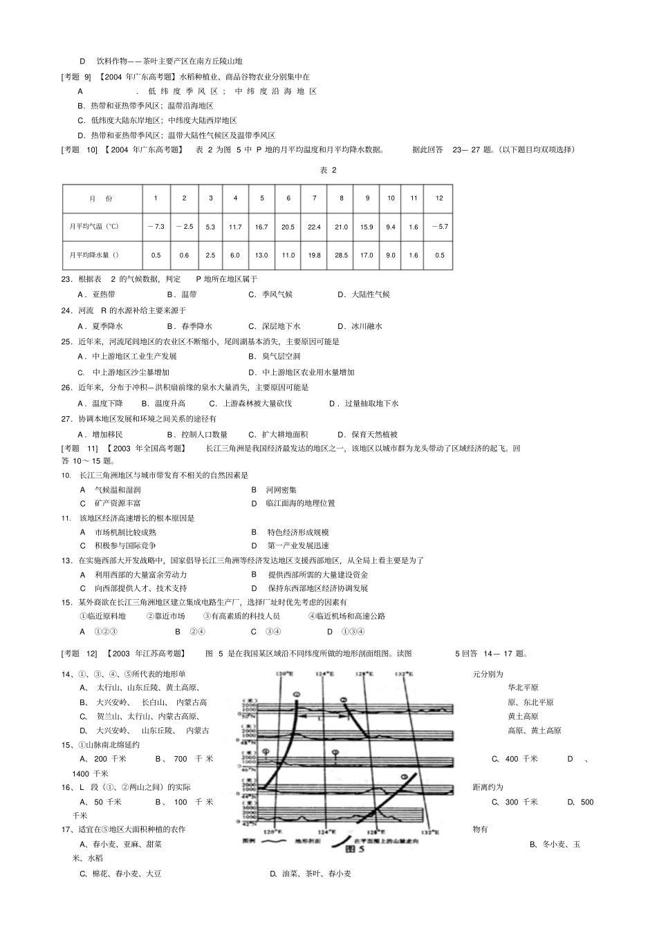 中国区域地理高考题精选_第2页