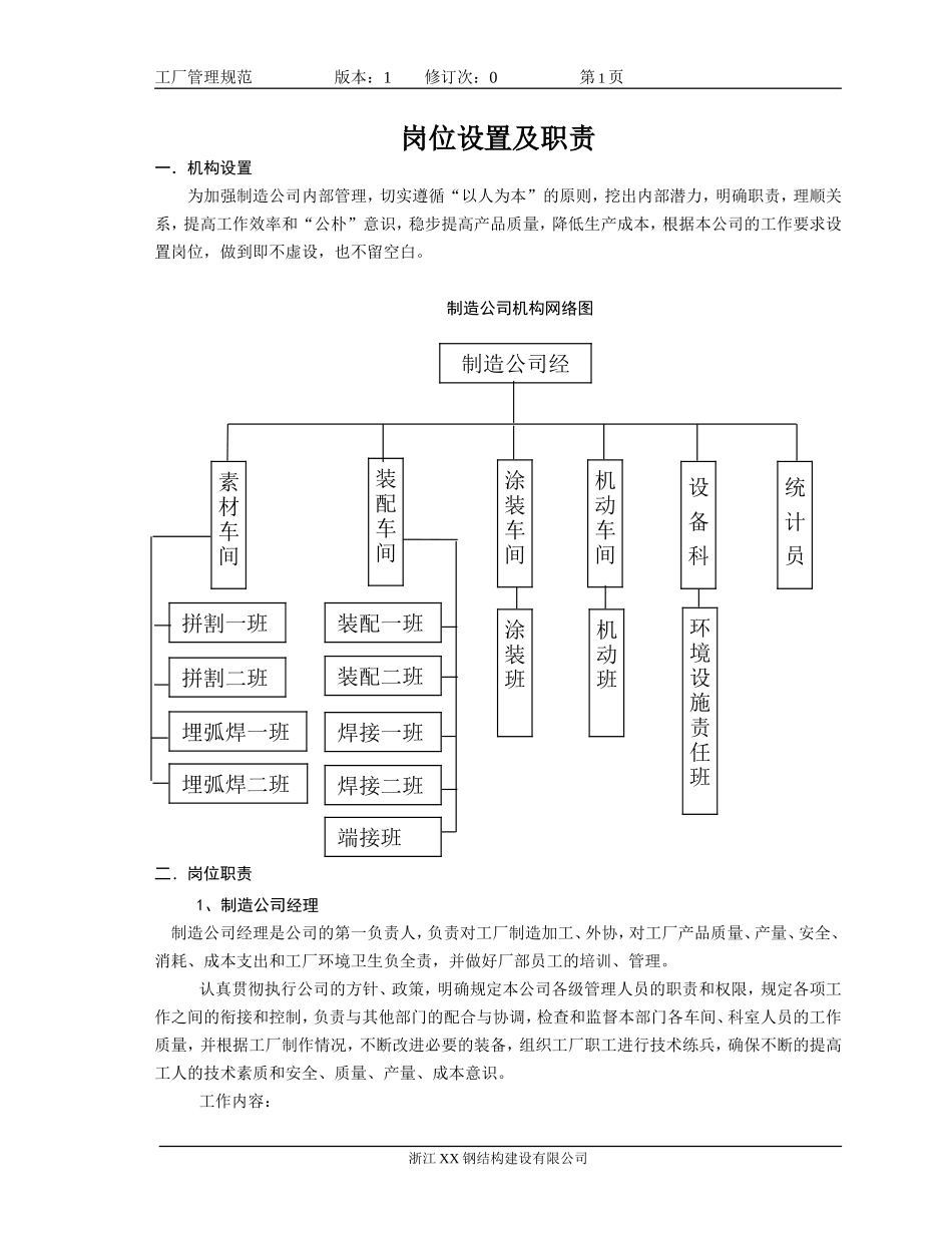 钢结构企业内部制造公司全套管理制度_第1页