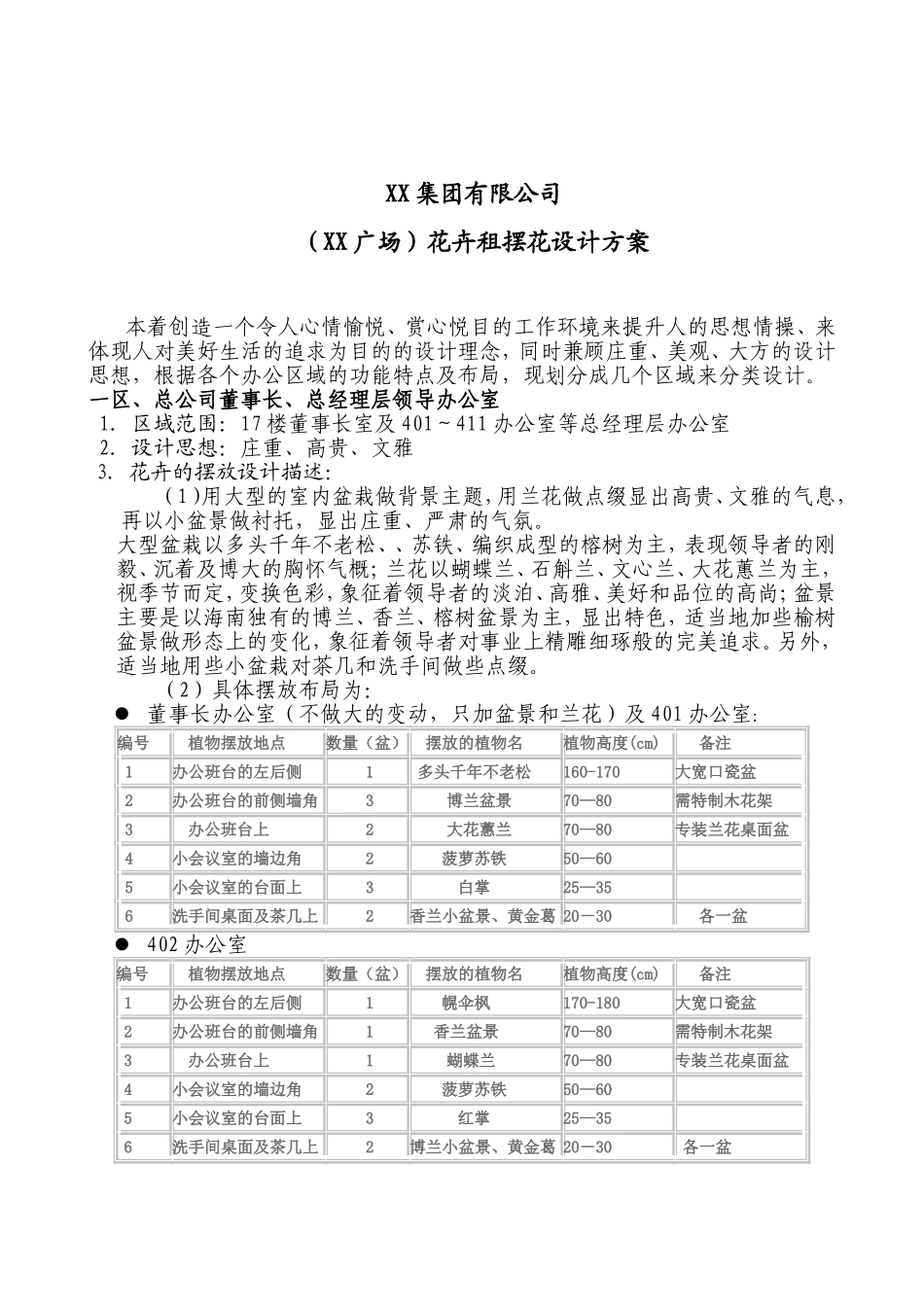 鲜花盆栽花卉植物租摆设计方案0324_第1页