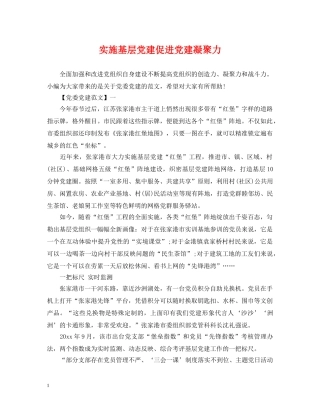 实施基层党建促进党建凝聚力 