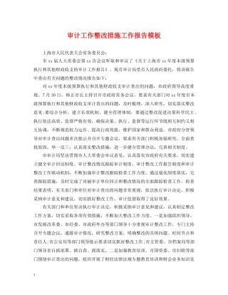 审计工作整改措施工作报告模板 