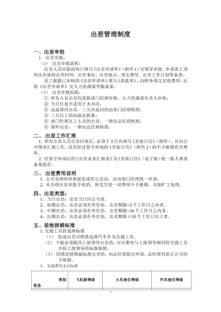 出差管理制度及完整附表